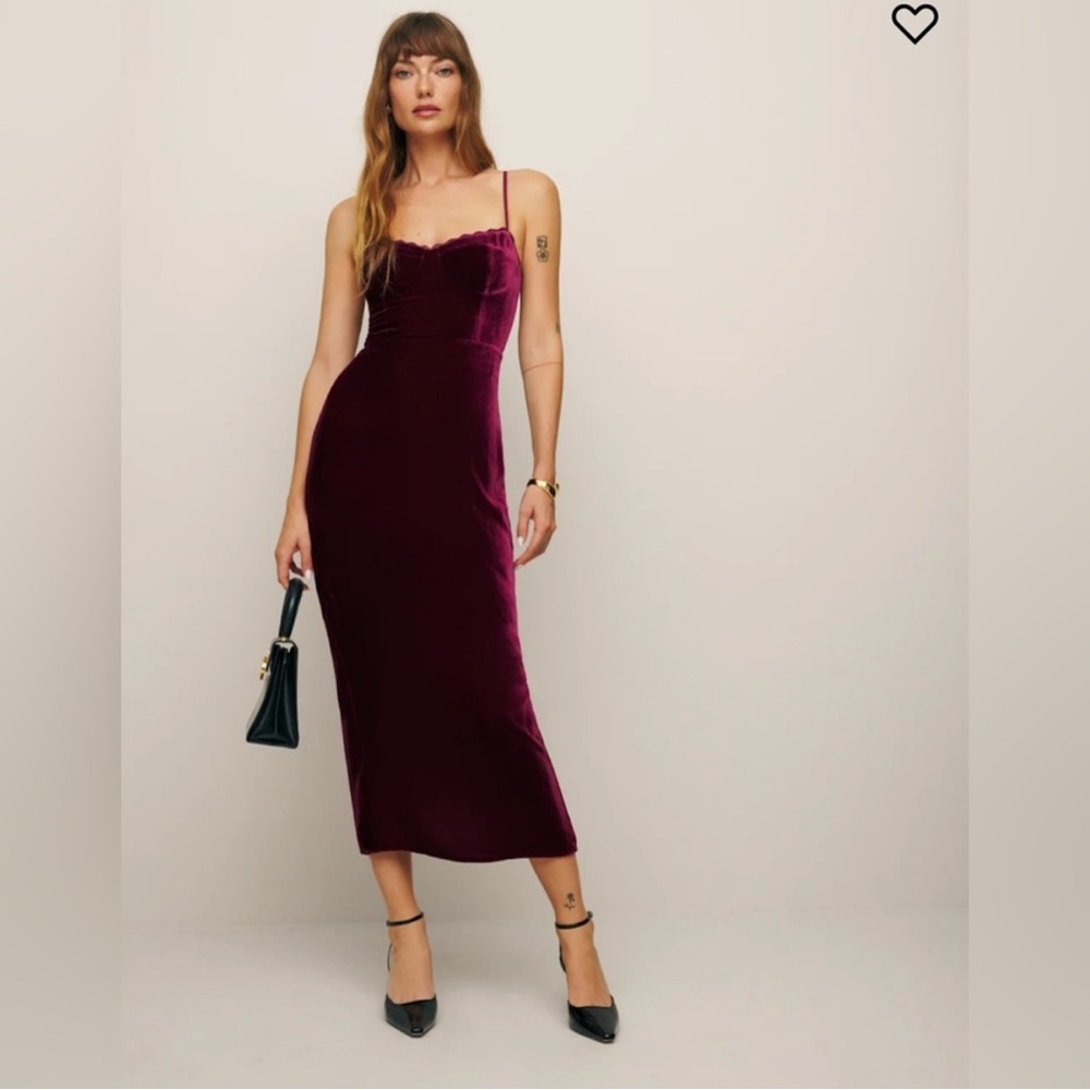 Reformation Pennington Dress in Chianti Velvet